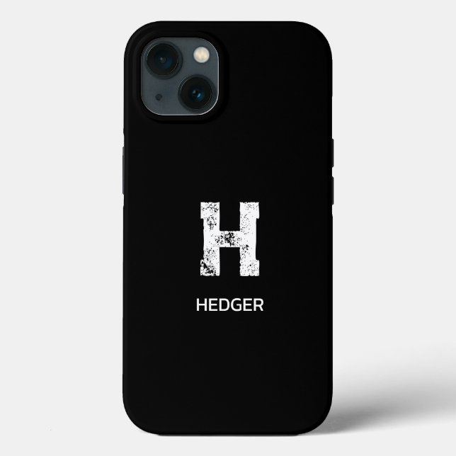 MINIMALIST WHITE ONE LETTER MONOGRAM NAME BLACK Case-Mate iPhone HÜLLE (Rückseite)