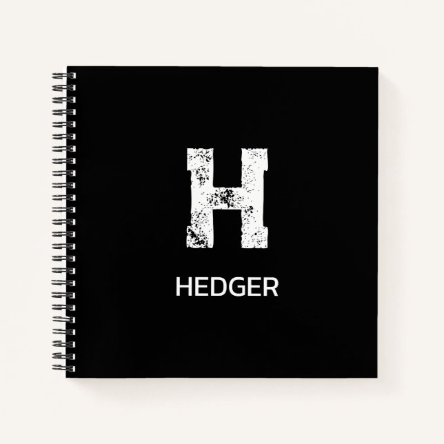 MINIMALIST WHITE ONE LETTER MONOGRAM NAME BLACK  NOTIZBUCH (Vorderseite)