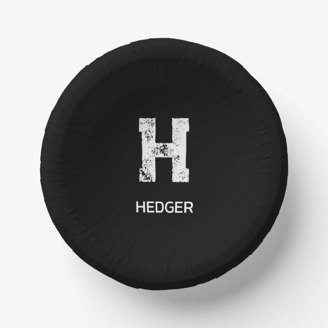 MINIMALIST WHITE ONE LETTER MONOGRAM NAME BLACK PAPPTELLER (Vorderseite)