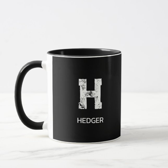 MINIMALIST WHITE ONE LETTER MONOGRAM NAME BLACK TASSE (Links)
