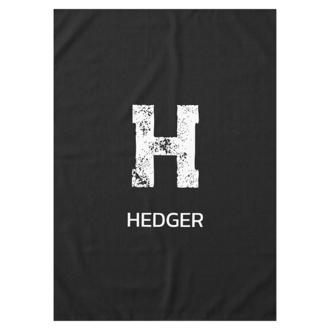 MINIMALIST WHITE ONE LETTER MONOGRAM NAME BLACK  TISCHDECKE (Vorderseite)