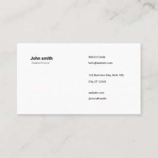 Minimalist White Simple Professional Business Card Visitenkarte