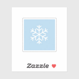 Minimalist White Snowflake on Pastel Blue Winter  Aufkleber