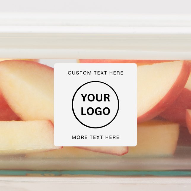 Minimalist White Square Custom Business Logo  Etiketten (Befestigt)
