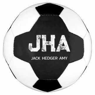 MINIMALIST WHITE THREE LETTER MONOGRAM NAME BLACK FUßBALL