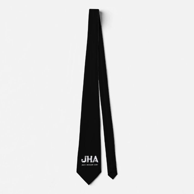 MINIMALIST WHITE THREE LETTER MONOGRAM NAME BLACK  KRAWATTE (Vorderseite)