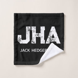 MINIMALIST WHITE THREE LETTER MONOGRAM NAME BLACK  WASCHLAPPEN