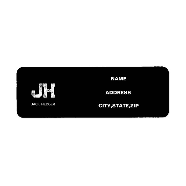 MINIMALIST WHITE TWO LETTER MONOGRAM NAME BLACK (Vorne)