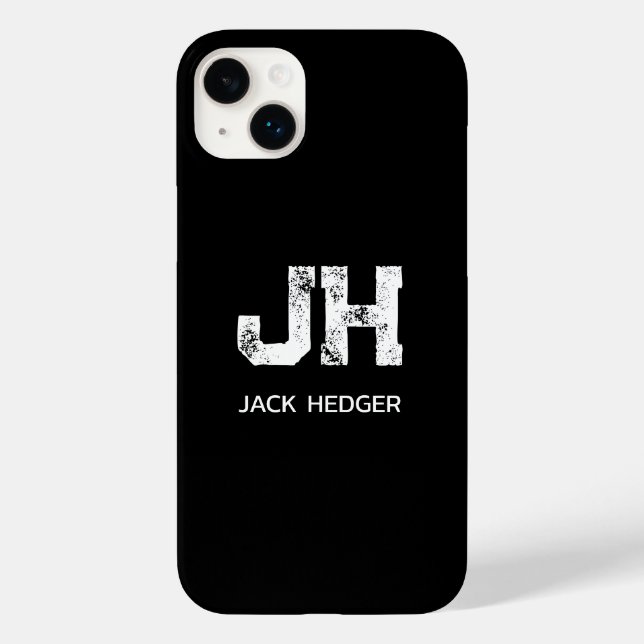MINIMALIST WHITE TWO LETTER MONOGRAM NAME BLACK Case-Mate iPhone HÜLLE (Rückseite)
