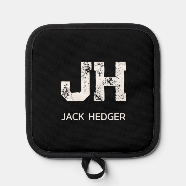 MINIMALIST WHITE TWO LETTER MONOGRAM NAME BLACK TOPFLAPPEN (Vorderseite)