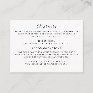 Minimalist White Wedding Enclosure Card | Earthy  Begleitkarte
