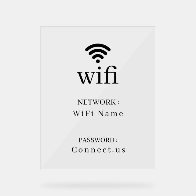 Minimalist Wi-Fi Network Password Display Sign Acrylschild (Vorderseite)