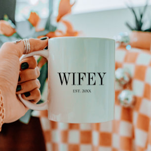 Minimalist "Wifey" Hochzeitspaar Benutzerdefiniert Kaffeetasse
