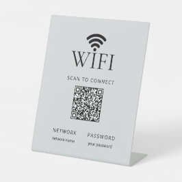 Minimalist WiFi Network Password QR Code Gray Sockelschild