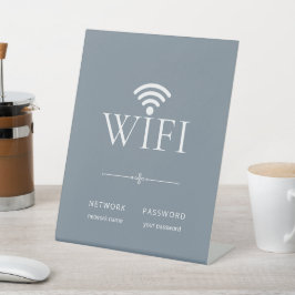 Minimalist Wifi Network Password Sign Muted Blue Sockelschild