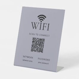 Minimalist WiFi Password Sign QR Code Muted Blue Sockelschild