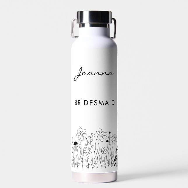 Minimalist Wildflower Cute Bridesmaid Trinkflasche (Vorne)