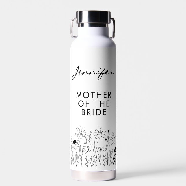 Minimalist Wildflower Mother of the Bride Trinkflasche (Vorne)