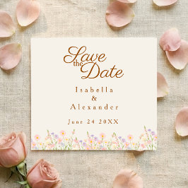 Minimalist Wildflower Pastel Spring Save the Date Ankündigungspostkarte