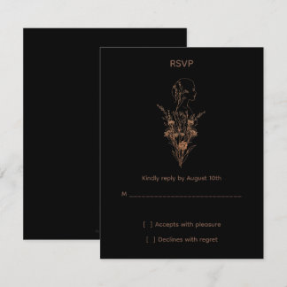 Minimalist Wildflower Rose Gold RSVP Card Karte