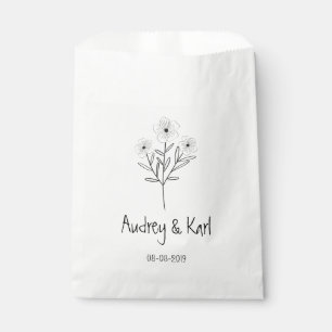 Minimalist Wildflowers Wedding Monogram Design Geschenktütchen