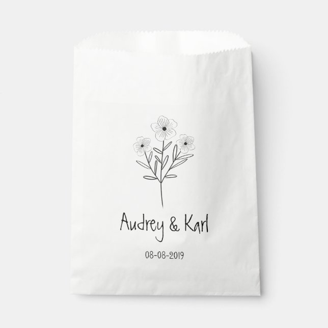 Minimalist Wildflowers Wedding Monogram Design Geschenktütchen (Vorderseite)
