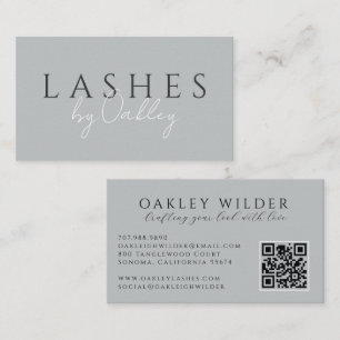 Minimalist Wimperntechnikerin Grauer QR-Code Visitenkarte