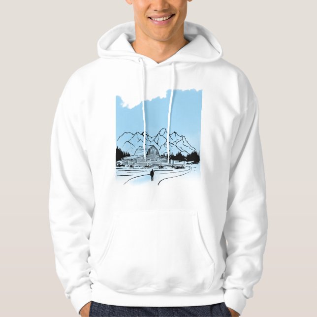 Minimalist Winter Mountain Adventure Hoodie - Snow (Vorderseite)