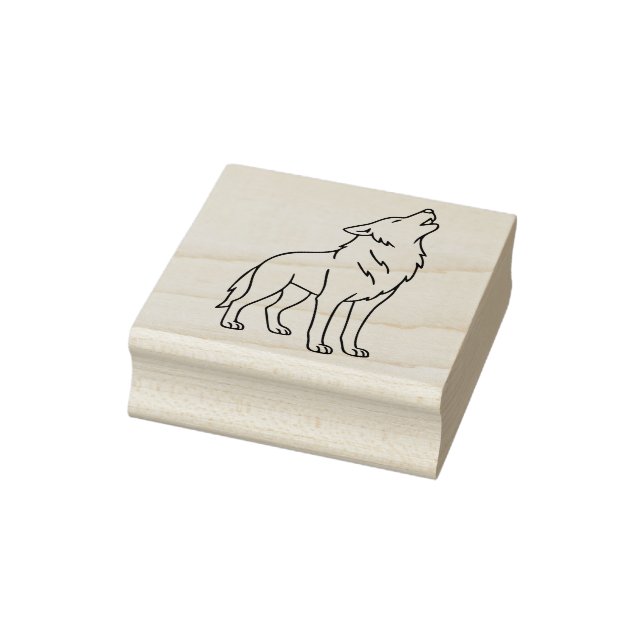 Minimalist Wolf Line Art – Howling Wildlife  Gummistempel (Stempel)