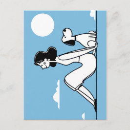 Minimalist Woman and Dog Illustration Postkarte