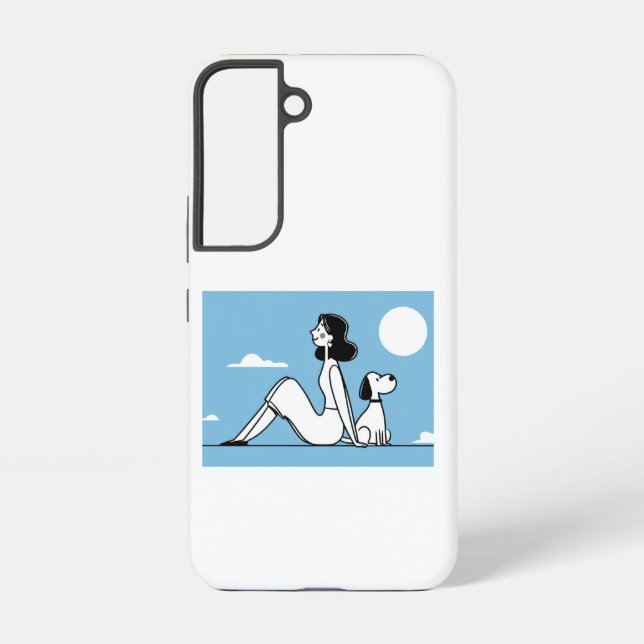 Minimalist Woman and Dog Illustration Samsung Galaxy Hülle (Rückseite)