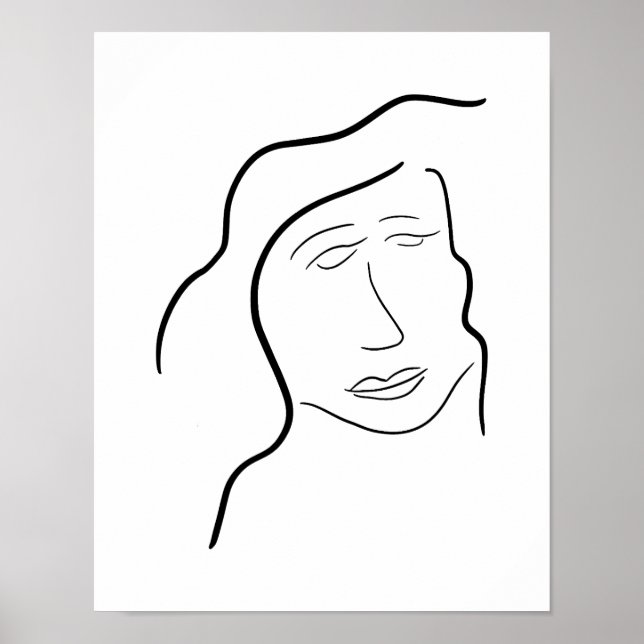 Minimalist Woman Face Sketch for Gallery Wall Poster (Vorne)