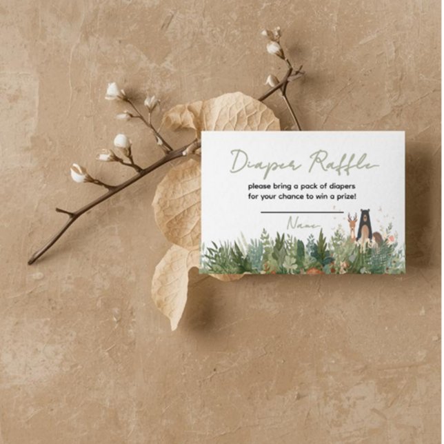 minimalist woodland baby shower diaper raffle card begleitkarte (Von Creator hochgeladen)