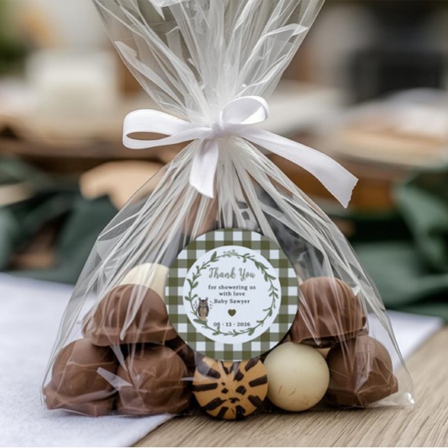 Minimalist woodland baby shower Favor sticker (Von Creator hochgeladen)