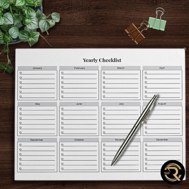 Minimalist Yearly Checklist Notepad Notizblock (Von Creator hochgeladen)