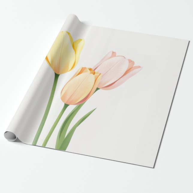 Minimalist Yellow Tulip Spring Gift Wrap Geschenkpapier (Ungerollt)