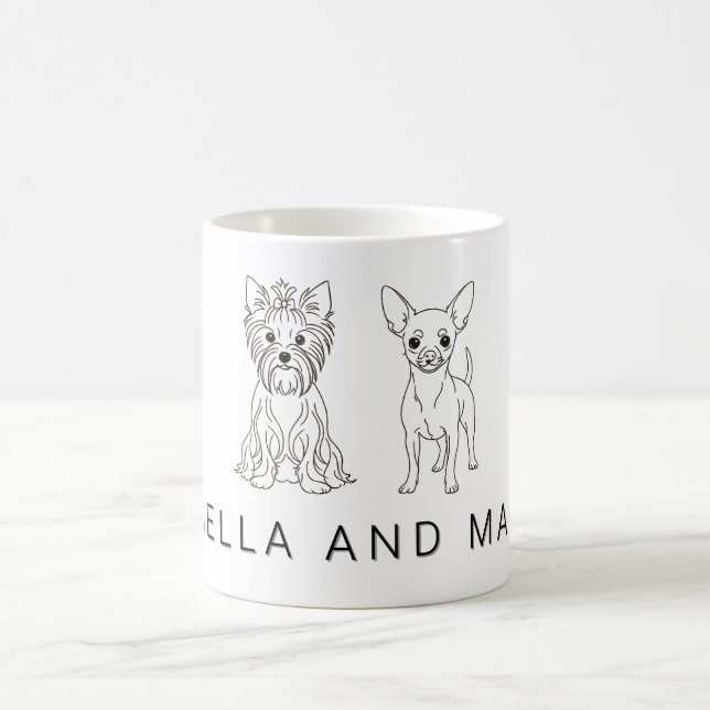 Minimalist Yorkie & Chihuahua Custom Name  - Kaffeetasse (Mittel)