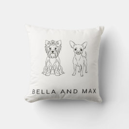 Minimalist Yorkie & Chihuahua Custom Name  - Kissen