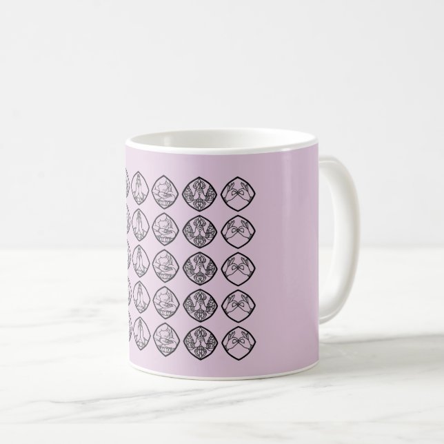 Minimalist Zen Buddhist Mudras Cup Kaffeetasse (VorderseiteRechts)