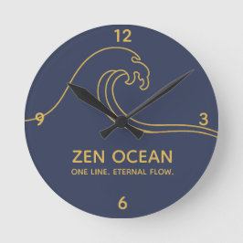 Minimalist Zen Wave - Abstract Ocean Line Runde Wanduhr