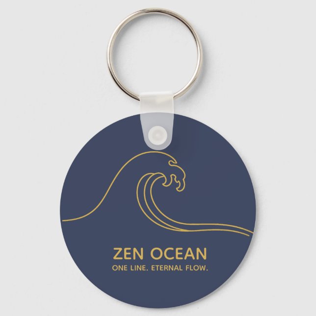 Minimalist Zen Wave | Abstract Ocean Line Schlüsselanhänger (Vorderseite)