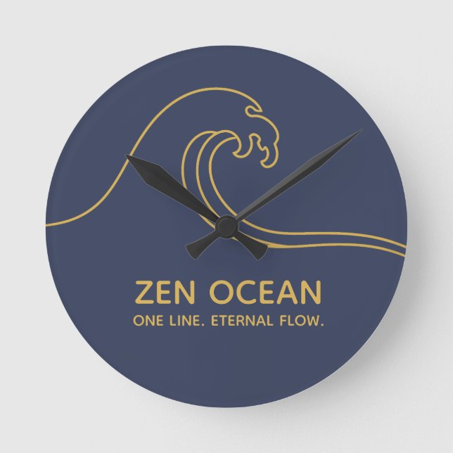Minimalist Zen Wave | Abstract Ocean (NO NUMBERS) Runde Wanduhr (Vorderseite)