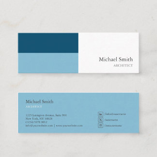 minimalista bloques geométricos azul elegante mini visitenkarte