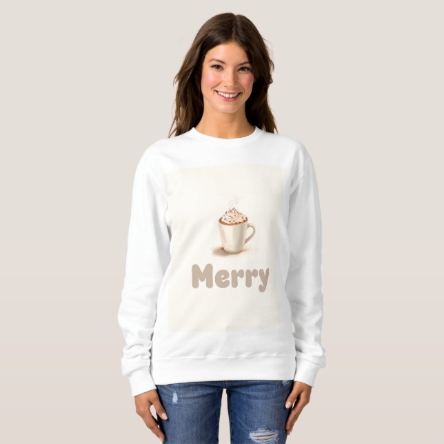 Minimalista Chocolate Caliente Merry | Estética Ac Sweatshirt (Vorne ganz)