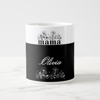 Minimalistic Black & White Wildflower Mama Custom Jumbo-Tasse