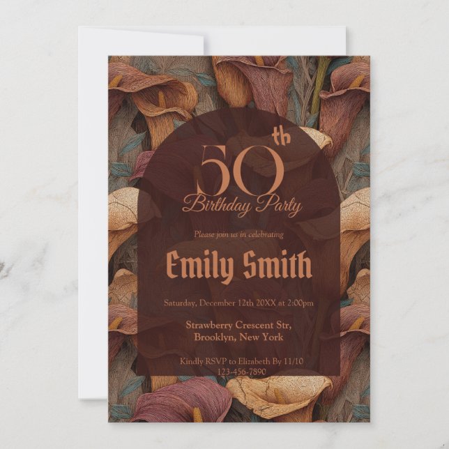 Minimalistic Call Lilies Charm Happy Birthday Einladung (Vorderseite)