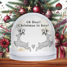 Minimalistic Christmas Reindeers Black White Decor