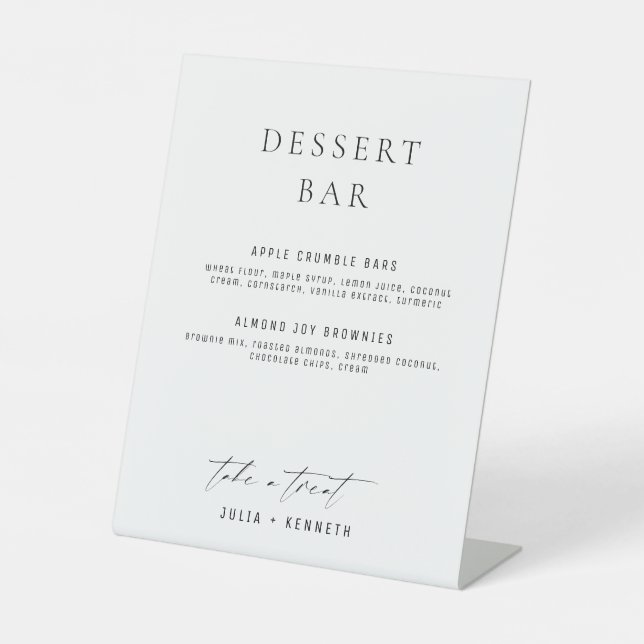 Minimalistic Classy Dessert Menu Wedding Sign Sockelschild (Vorderseite)