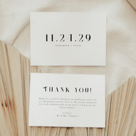 Minimalistic Elegant Black & White Wedding Date Dankeskarte