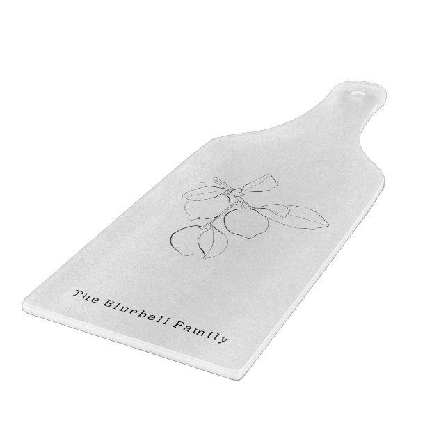 Minimalistic Elegant Farm Chic Lemons Lineart Schneidebrett (Ecke)